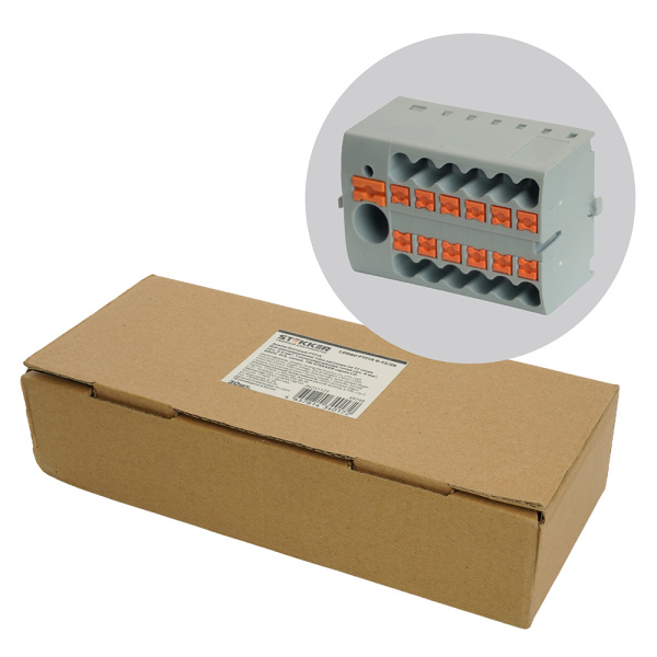 Зажим блочный (групп) для распред.тока нагрузки push-in на 12 точек, сеч 2,5 мм², 690V,41А,1точка интегр. питание, LD580 PTFIX 6-12/25 STEKKER