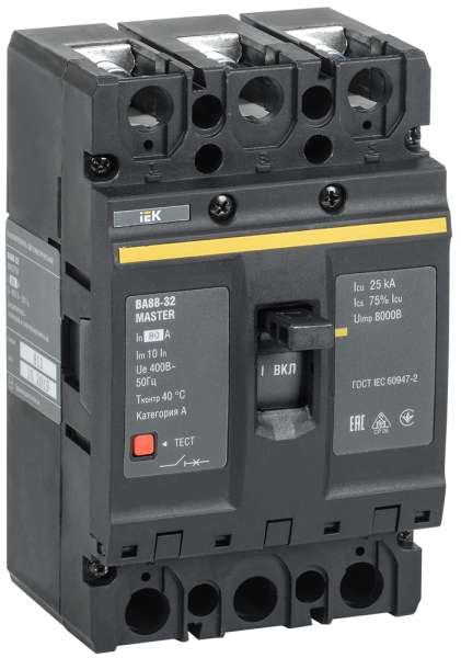 Выключатель автоматический ВА88-32 3П 80А 25кА MASTER IEK