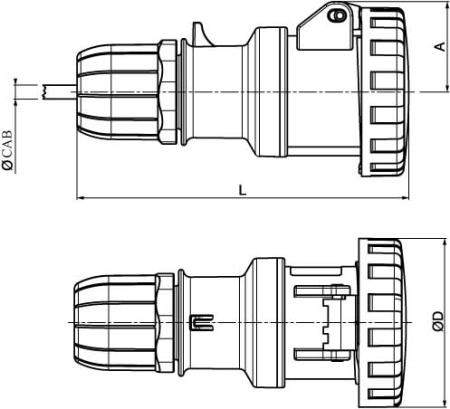 Розетка кабельная с безвинтовыми клеммами IP67 16A 3P+E+N 400В DKC