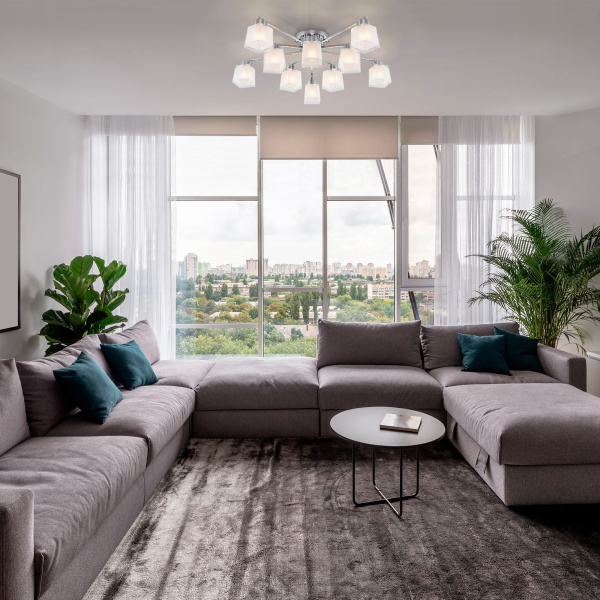 Потолочная люстра с плафонами 10*E27 40Вт хром IP20 (30162 хром) Eurosvet