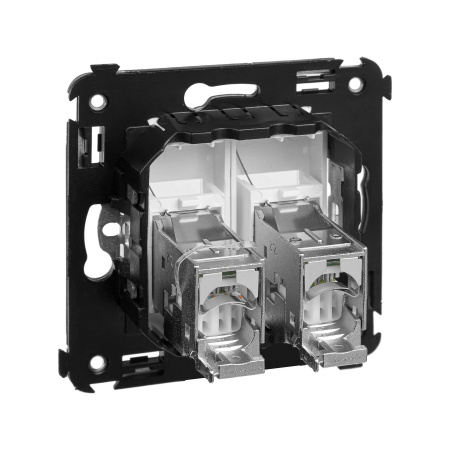 Компьютерная розетка RJ-45 в стену, кат.5e двойная экранированная, "Avanti", "Белое облако" DKC