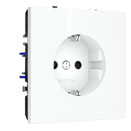 Розетка встраиваемая Voltum S70 с заземлением и защитными шторками, 16А, (белый матовый)