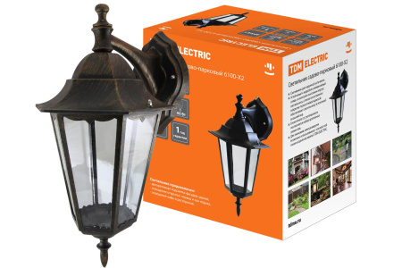 Светильник 6100-12 садово-парковый шестигранник, 100Вт, вниз, бронза TDM