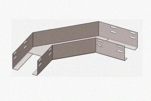 Лоток угловой глухой КГГ 200х65-90 УХЛ1 поворот на 90, оцинкованный лист S1,5