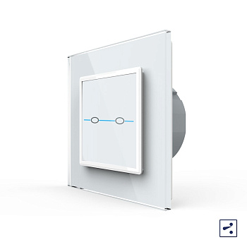 Сенсорный проходной выключатель Quadro 2 клавиши 1 пост Белый Livolo