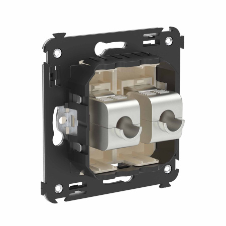 Компьютерная розетка RJ-45 без шторки в стену, кат.6А двойная экранированная, "Avanti", "Ванильная дымка" DKC