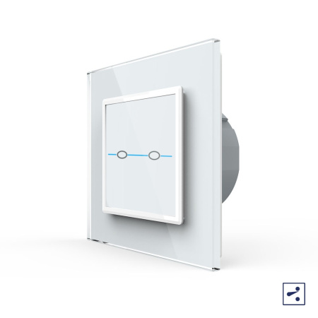 Сенсорный проходной выключатель Quadro 2 клавиши 1 пост Белый Livolo
