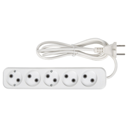 Удлинитель бытовой GES-10-2x075-5-1,5m, 10А, 2х0,75 мм2, 5 мест, 1,5 метра, без заземления, без выключателя General