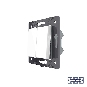 Клавиша перекрестного механического выключателя, 1/2 модуля, цвет белый (механизм) Livolo