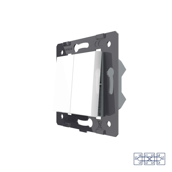 Клавиша перекрестного механического выключателя, 1/2 модуля, цвет белый (механизм) Livolo