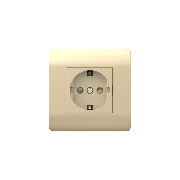 Розетка с/з со шторками, 16А, шампань NEW3-E CHINT