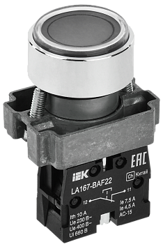 Кнопка управления LA167-BAF22 d=22мм 1р черная IEK