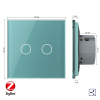 Сенсорный проходной выключатель ZigBee (Wi-Fi) 2 клавиши 1 пост Зеленый Livolo