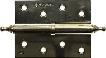 Петля дверная разъемная "ЭКСПЕРТ", 1 подшипник, цвет латунь (PB), левая, с крепежом, 100х75х2,5мм, 2 шт ЗУБР