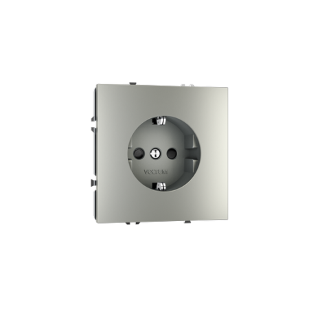 Розетка встраиваемая Voltum S70 с заземлением и защитными шторками, 16А, (сталь)