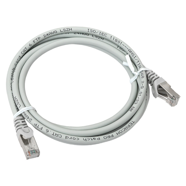 Патч-корд TERACOM PRO Cat,6 экранированный FTP оболочка LSZH серый (2,0м) EKF