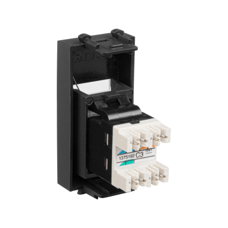 Телефонная розетка RJ-12 модульная, "Avanti", "Черный матовый", 1 модуль DKC