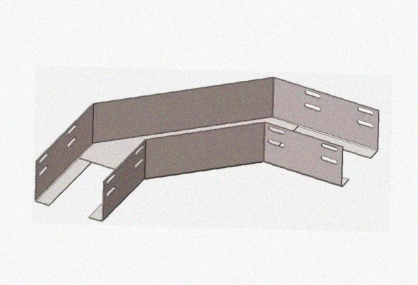 Лоток угловой перфорированный КГ 300х80-90 УТ1,5, поворот на 90, оцинкованный лист S1,0