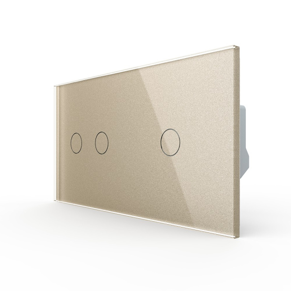 Сенсорный выключатель 3 клавиши (2-1), 2 поста, цвет шампань Livolo
