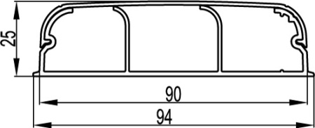 Кабель-канал плинтусного типа 90х25 мм, трехсекционный, с крышкой DKC