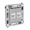 Компьютерная розетка RJ-45 без шторки в стену, кат.5е двойная, "Avanti", "Закаленная сталь" DKC