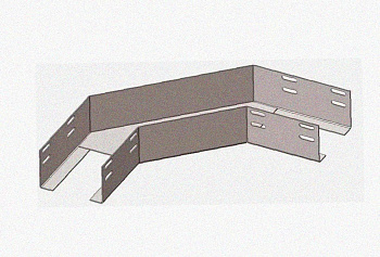 Лоток угловой перфорированный КГ 100х100-90 УТ1,5 поворот на 90, оцинкованный лист S1,0