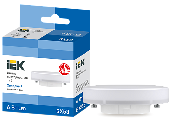 Лампа светодиодная T75 таблетка 6Вт 230В 6500К GX53 IEK