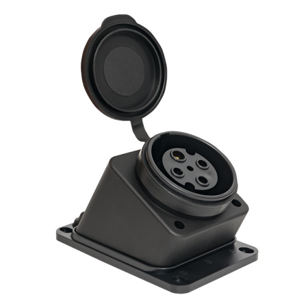 Розетка настенная с защитной крышкой каучуковая наклонная 380В 3P+PE 32A IP44 EKF