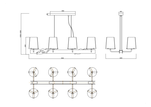 Подвесной светильник 8*G9 28Вт Хром IP20 Landmark MOD040PL-08CH Maytoni