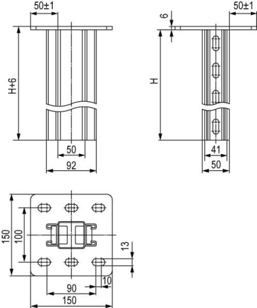 Подвес вертикальный двойной усиленный L800, горячеоцинкованный DKC