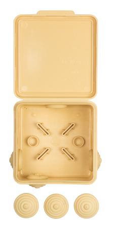 Коробка распределительная КМР-030-031 с крышкой (80х80х50) 7 мембранных вводов светлое дерево IP54 PROxima EKF