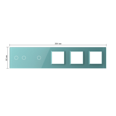 Панель для 2-х сенсорных выключателей и 3-х розеток, 3 клавиши (2+1), цвет зеленый, стекло Livolo
