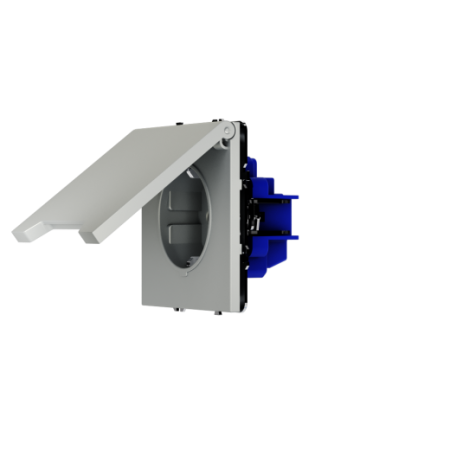 Розетка встраиваемая Voltum S70 с заземлением, защитными шторками и крышкой 16А, (сталь)