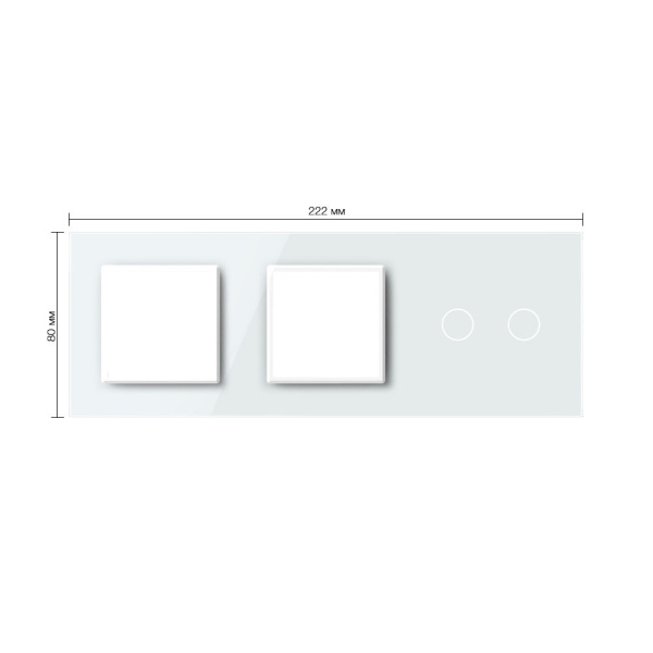 Панель для двух розеток и сенсорного выключателя, 2 клавиши, цвет белый, стекло Livolo