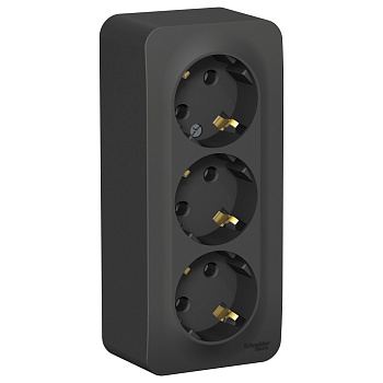 BLANCA О/У РОЗЕТКА 3-я с заземлением без штор. 16А 250В антрацит (кр.5шт)