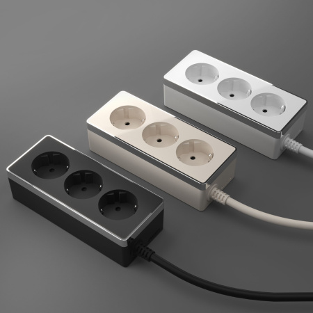 Удлинитель Gallant 3-х местный 3 м белый/хром Werkel