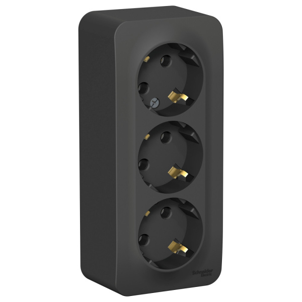 BLANCA О/У РОЗЕТКА 3-я с заземлением без штор. 16А 250В антрацит (кр.5шт)