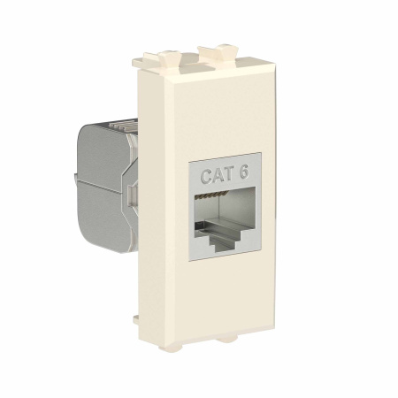 Компьютерная розетка RJ-45 без шторки модульная, кат.6 экранированная, "Avanti", "Ванильная дымка", 1 модуль DKC