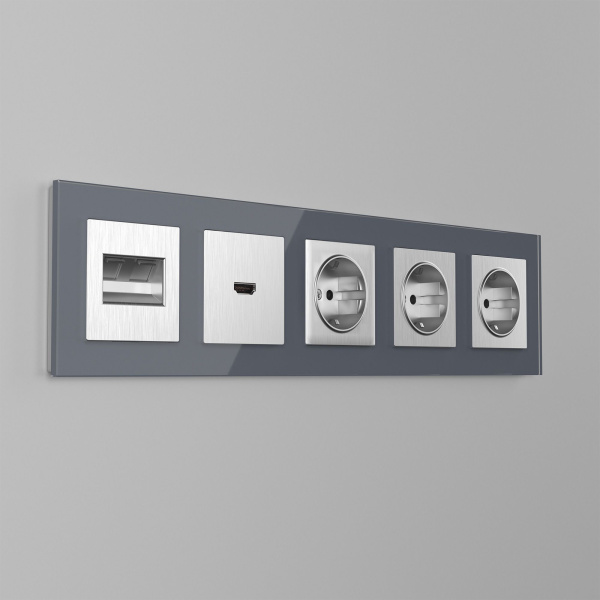 Favorit Рамка на 5 постов (серый,стекло) Werkel