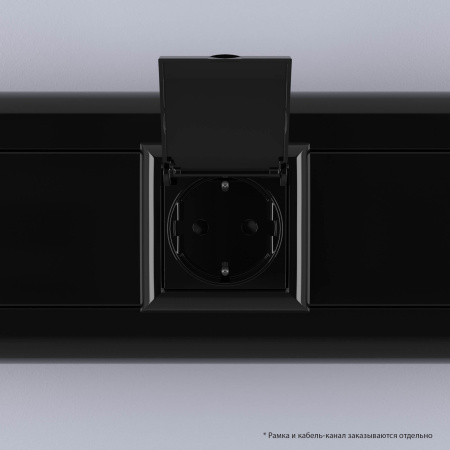 Розетка с крышкой модульная, 2P+E, с з/ш, "Avanti", "Черный квадрат", 2модуля DKC