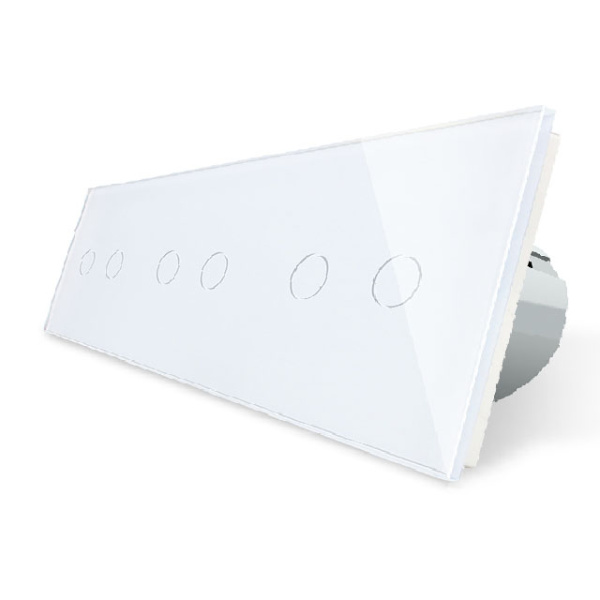 Сенсорный выключатель 6 клавиш (2-2-2), 3 поста Белый Livolo
