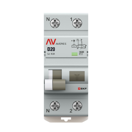 Дифференциальный автомат DVA-10 1P+N 20А (D) 300мА (AC) 10кА AVERES EKF