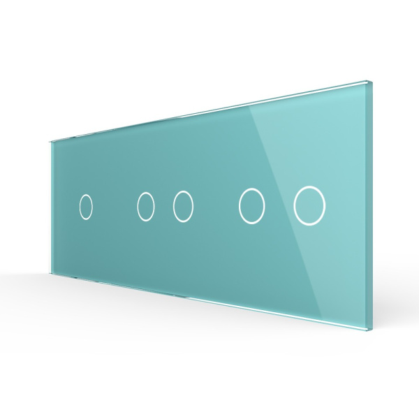 Панель для трех сенсорных выключателей, 5 клавиш (1+2+2), цвет зеленый, стекло Livolo