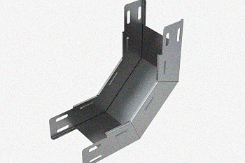 Лоток замковый глухой КПЗГ 200х65-90 УТ1,5 для поворота трассы вверх на 90, оцинкованный лист, S1,0