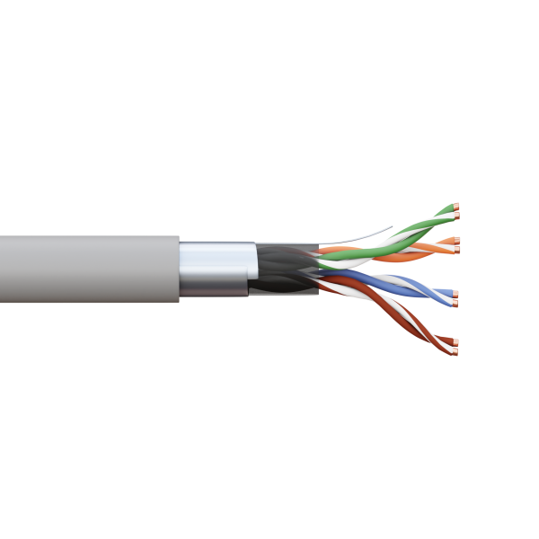 Кабель витая пара TERACOM PRO Cat,5E F/UTP 4 пары solid 24AWG оболочка PVC цвет серый (упак, 305м) EKF