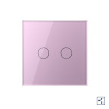 Сенсорный проходной выключатель 2 клавиши 1 пост Розовый Livolo