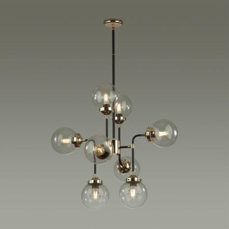 Люстра E27 8*40W PRIAMA черный/золотой/прозрачный/стекло ODEON LIGHT