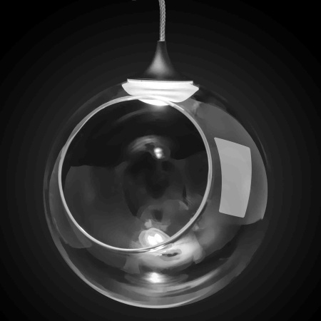 FT-13-01 Фитосветильник подвесной, светодиодный, стеклянный шар Ø150мм, 220В, 1Вт, кабель 1м, черный (без наполнения) APEYRON