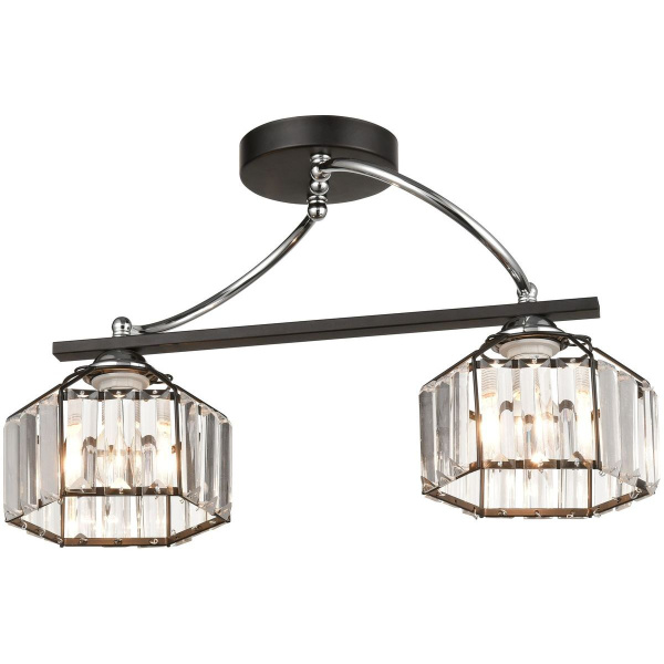 Люстра потолочная Черный, Хром/Прозрачный E27 2*60Вт 236-107-02 VELANTE