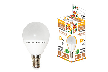 Лампа светодиодная FG45-10 Вт-230 В-4000 К–E14 Народная TDM